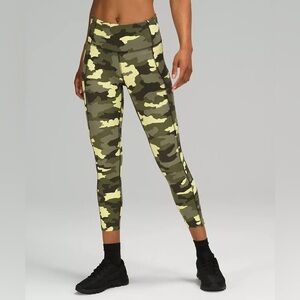 Lululemon Fast and Free Hige Rise Crop Camo Leggings Size 12